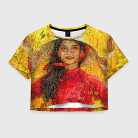 Женская футболка Crop-top 3D с принтом Вьетнам , 100% полиэстер | круглая горловина, длина футболки до линии талии, рукава с отворотами | вьетнам | девушка | лето | молодежное | пестрое | позитив