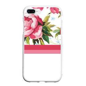 Чехол для iPhone 7Plus/8 Plus матовый с принтом Нежные Розы  , Силикон | Область печати: задняя сторона чехла, без боковых панелей | Тематика изображения на принте: линии | листья | минимализм | полосы | природа | растение | розы | цветы