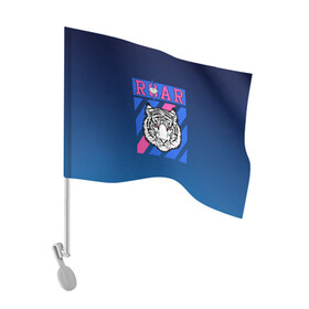Флаг для автомобиля с принтом Roar Tiger , 100% полиэстер | Размер: 30*21 см | roar | большая кошка | полосатый | тигр | тигрица | хищник