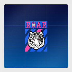Магнитный плакат 3Х3 с принтом Roar Tiger , Полимерный материал с магнитным слоем | 9 деталей размером 9*9 см | Тематика изображения на принте: roar | большая кошка | полосатый | тигр | тигрица | хищник