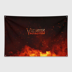 Флаг-баннер с принтом Valheim огненный лого , 100% полиэстер | размер 67 х 109 см, плотность ткани — 95 г/м2; по краям флага есть четыре люверса для крепления | fantasy | mmo | valheim | valve | валхейм | вальхейм | викинги | выживалка | игра | королевская битва | ммо | ролевая игра | фэнтази