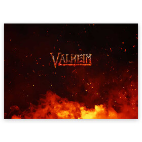 Поздравительная открытка с принтом Valheim огненный лого , 100% бумага | плотность бумаги 280 г/м2, матовая, на обратной стороне линовка и место для марки
 | fantasy | mmo | valheim | valve | валхейм | вальхейм | викинги | выживалка | игра | королевская битва | ммо | ролевая игра | фэнтази