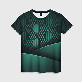 Женская футболка 3D с принтом Luxury Green , 100% полиэфир ( синтетическое хлопкоподобное полотно) | прямой крой, круглый вырез горловины, длина до линии бедер | green | luxury | versace | vip | абстракция | версаче | вип | паттерн | роскошь | текстуры