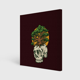 Холст квадратный с принтом Дерево растущее из черепа , 100% ПВХ |  | hell | skull | ад | скелет | ужасы | череп | черепушка