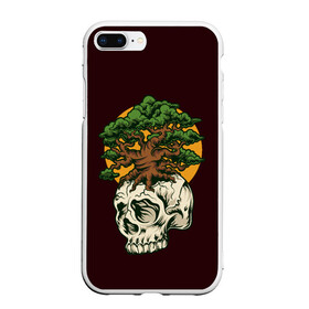 Чехол для iPhone 7Plus/8 Plus матовый с принтом Дерево растущее из черепа , Силикон | Область печати: задняя сторона чехла, без боковых панелей | hell | skull | ад | скелет | ужасы | череп | черепушка