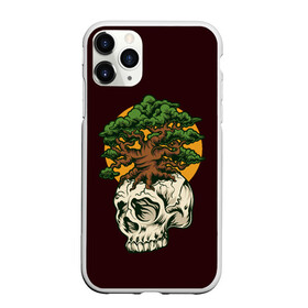 Чехол для iPhone 11 Pro матовый с принтом Дерево растущее из черепа , Силикон |  | hell | skull | ад | скелет | ужасы | череп | черепушка