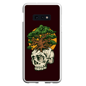 Чехол для Samsung S10E с принтом Дерево растущее из черепа , Силикон | Область печати: задняя сторона чехла, без боковых панелей | hell | skull | ад | скелет | ужасы | череп | черепушка