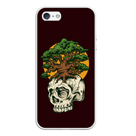 Чехол для iPhone 5/5S матовый с принтом Дерево растущее из черепа , Силикон | Область печати: задняя сторона чехла, без боковых панелей | hell | skull | ад | скелет | ужасы | череп | черепушка