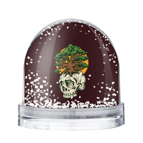 Снежный шар с принтом Дерево растущее из черепа , Пластик | Изображение внутри шара печатается на глянцевой фотобумаге с двух сторон | hell | skull | ад | скелет | ужасы | череп | черепушка
