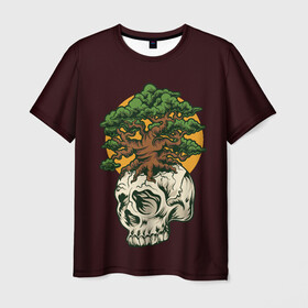 Мужская футболка 3D с принтом Дерево растущее из черепа , 100% полиэфир | прямой крой, круглый вырез горловины, длина до линии бедер | hell | skull | ад | скелет | ужасы | череп | черепушка