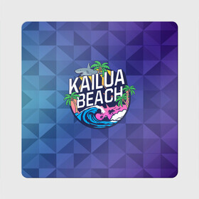 Магнит виниловый Квадрат с принтом KAILUA BEACH , полимерный материал с магнитным слоем | размер 9*9 см, закругленные углы | kailua | акула | закат | море | отдых | отпуск | пальмы | пляж