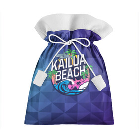Подарочный 3D мешок с принтом KAILUA BEACH , 100% полиэстер | Размер: 29*39 см | kailua | акула | закат | море | отдых | отпуск | пальмы | пляж