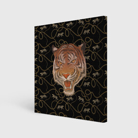 Холст квадратный с принтом Морда тигра , 100% ПВХ |  | Тематика изображения на принте: большая кошка | полосатый | тигр | тигрица | хищник