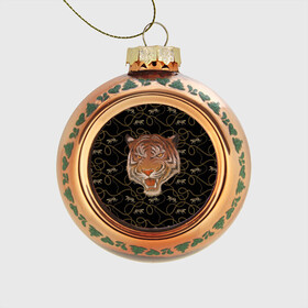 Стеклянный ёлочный шар с принтом Морда тигра , Стекло | Диаметр: 80 мм | Тематика изображения на принте: большая кошка | полосатый | тигр | тигрица | хищник