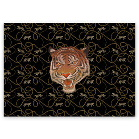 Поздравительная открытка с принтом Морда тигра , 100% бумага | плотность бумаги 280 г/м2, матовая, на обратной стороне линовка и место для марки
 | большая кошка | полосатый | тигр | тигрица | хищник