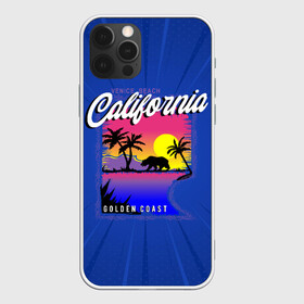 Чехол для iPhone 12 Pro с принтом California golden coast , силикон | область печати: задняя сторона чехла, без боковых панелей | california | golden coast | гризли | закат | калифорния | медведь | пальмы | природа