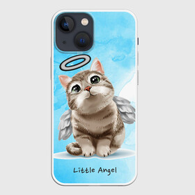 Чехол для iPhone 13 mini с принтом Little Angel ,  |  | ангел | арт | графика | животные | звери | кот | нимб