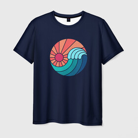 Мужская футболка 3D с принтом Sun and Sea. Yin and Yang , 100% полиэфир | прямой крой, круглый вырез горловины, длина до линии бедер | a | and | eang | lights | mosaic | of | sea | sun | symbiosis | the | wave | yin | волны | и | ин | лучи | мозаика | море | океан | симбиоз | солнечные | солнца | солнце | ян