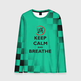 Мужской лонгслив 3D с принтом KEEP CALM and BREATHE , 100% полиэстер | длинные рукава, круглый вырез горловины, полуприлегающий силуэт | demon slayer | kamado | kimetsu no yaiba | nezuko | tanjiro | аниме | гию томиока | зеницу агацума | иноске хашибира | камадо | клинок | корзинная девочка | манга | музан кибуцуджи | незуко | рассекающий демонов | танджиро