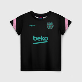 Детская футболка 3D с принтом FC Barcelona | Training shirt (2021/22) , 100% гипоаллергенный полиэфир | прямой крой, круглый вырез горловины, длина до линии бедер, чуть спущенное плечо, ткань немного тянется | 0x000000123 | barca | barcelona | elclasico | la liga | messi | pre match | барса | барселона | классико | месси