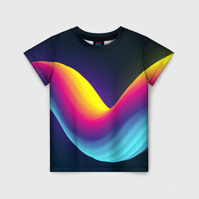 Детская футболка 3D с принтом Neon wire , 100% гипоаллергенный полиэфир | прямой крой, круглый вырез горловины, длина до линии бедер, чуть спущенное плечо, ткань немного тянется | neon | rainbow | геометрия | линии | неон | радуга | разноцветный | светящийся