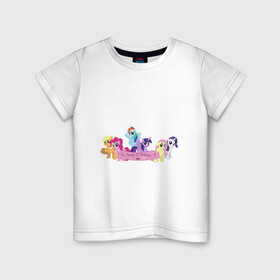 Детская футболка хлопок с принтом My Little Pony Happy Birthday , 100% хлопок | круглый вырез горловины, полуприлегающий силуэт, длина до линии бедер | applejack | friendship | mylittlepony | rainbow dash | twilight sparkle | waifu | вайфу | дружба это магия | друзья | кони | моя маленькая пони | мультфильм | пони | радуга | ренбоу деш | эплджек