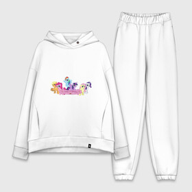 Женский костюм хлопок Oversize с принтом My Little Pony Happy Birthday ,  |  | applejack | friendship | mylittlepony | rainbow dash | twilight sparkle | waifu | вайфу | дружба это магия | друзья | кони | моя маленькая пони | мультфильм | пони | радуга | ренбоу деш | эплджек