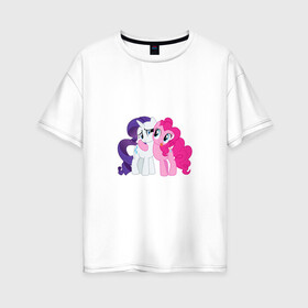 Женская футболка хлопок Oversize с принтом My Little Pony Pinkie Pie And  , 100% хлопок | свободный крой, круглый ворот, спущенный рукав, длина до линии бедер
 | applejack | friendship | mylittlepony | rainbow dash | twilight sparkle | waifu | вайфу | дружба это магия | друзья | кони | моя маленькая пони | мультфильм | пони | радуга | ренбоу деш | эплджек
