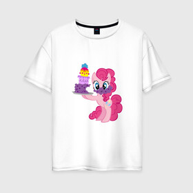 Женская футболка хлопок Oversize с принтом My Little Pony Pinkie Pie , 100% хлопок | свободный крой, круглый ворот, спущенный рукав, длина до линии бедер
 | applejack | friendship | mylittlepony | rainbow dash | twilight sparkle | waifu | вайфу | дружба это магия | друзья | кони | моя маленькая пони | мультфильм | пони | радуга | ренбоу деш | эплджек