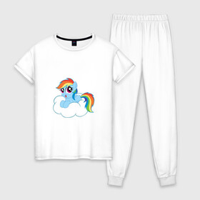 Женская пижама хлопок с принтом My Little Pony Rainbow Dash , 100% хлопок | брюки и футболка прямого кроя, без карманов, на брюках мягкая резинка на поясе и по низу штанин | applejack | friendship | mylittlepony | rainbow dash | twilight sparkle | waifu | вайфу | дружба это магия | друзья | кони | моя маленькая пони | мультфильм | пони | радуга | ренбоу деш | эплджек