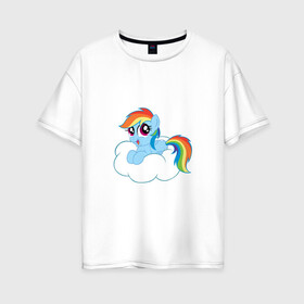 Женская футболка хлопок Oversize с принтом My Little Pony Rainbow Dash , 100% хлопок | свободный крой, круглый ворот, спущенный рукав, длина до линии бедер
 | applejack | friendship | mylittlepony | rainbow dash | twilight sparkle | waifu | вайфу | дружба это магия | друзья | кони | моя маленькая пони | мультфильм | пони | радуга | ренбоу деш | эплджек