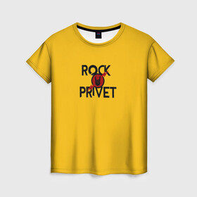 Женская футболка 3D с принтом Rock privet , 100% полиэфир ( синтетическое хлопкоподобное полотно) | прямой крой, круглый вырез горловины, длина до линии бедер | rock privet | группа | коза | музыка | рок | рок привет | рокер | русский рок