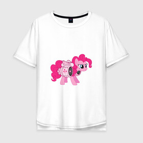 Мужская футболка хлопок Oversize с принтом Pinkie Pie   , 100% хлопок | свободный крой, круглый ворот, “спинка” длиннее передней части | Тематика изображения на принте: applejack | friendship | mylittlepony | rainbow dash | twilight sparkle | waifu | вайфу | дружба это магия | друзья | кони | моя маленькая пони | мультфильм | пони | радуга | ренбоу деш | эплджек