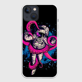 Чехол для iPhone 13 с принтом Осьминог и Космонавт | Space Octopus ,  |  | alien | earth | galaxy | glitch | hello | mars | monster | moon | nasa | space | star | абстракция | вселенная | глитч | звезда | земля | космонавт | космос | кракен | луна | марс | монстр | наса | нло | осьминог | планета | привет | спорт