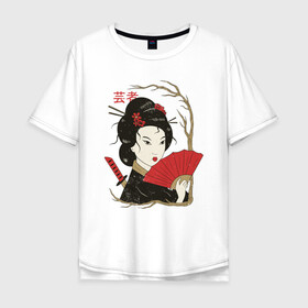 Мужская футболка хлопок Oversize с принтом Японская Гейша Винтажный арт , 100% хлопок | свободный крой, круглый ворот, “спинка” длиннее передней части | art | geisha | girl | illustration | japan | japanese | kanji | kano | makeup | ukiyo e | арт | гравюра | девушка | иероглифы | иллюстрация | искусство | кандзи | картина | кимоно | макияж | мейкап | рисунок | укиё э | школа кано | я