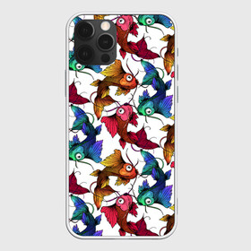 Чехол для iPhone 12 Pro Max с принтом Японские рыбки КОИ узор , Силикон |  | aquarium | japan | japan koi | japanese | koi fish | pattern | watercolor | акварель | аквариум | большие глаза | декоративные рыбки | животные | карп | карпы | паттерн | разноцветные рыбки | рисунок | сазан | сазаны | узор из рыб