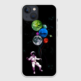 Чехол для iPhone 13 с принтом Космонавт Воздушные Планеты ,  |  | alien | earth | galaxy | hello | mars | moon | nasa | space | star | абстракция | вселенная | звезда | земля | космонавт | космос | луна | марс | наса | нло | планета | привет | текстура | узор | шары