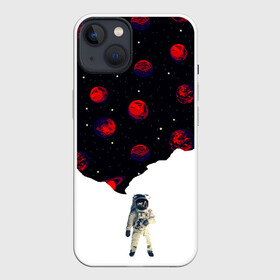 Чехол для iPhone 13 с принтом Мысли Космонавта ,  |  | Тематика изображения на принте: alien | dream | earth | galaxy | mars | moon | nasa | space | star | абстракция | вселенная | звезда | земля | космонавт | космос | луна | марс | мечта | наса | нло | планета | текстура | узор | художник