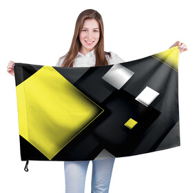 Флаг 3D с принтом Желто черный ромб , 100% полиэстер | плотность ткани — 95 г/м2, размер — 67 х 109 см. Принт наносится с одной стороны | абстракция | желтое | крутое | молодежное | хайповое