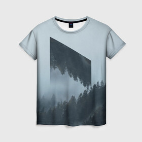 Женская футболка 3D с принтом Атмосфера , 100% полиэфир ( синтетическое хлопкоподобное полотно) | прямой крой, круглый вырез горловины, длина до линии бедер | воздух | горы | ели | женская | молодежь | мужская | отдых | природа | свобода | туман