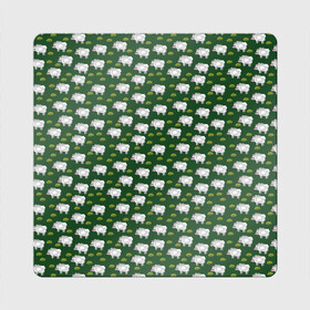 Магнит виниловый Квадрат с принтом Овечки , полимерный материал с магнитным слоем | размер 9*9 см, закругленные углы | животные | листья | овца | природа | цветы