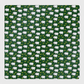 Магнитный плакат 3Х3 с принтом Овечки , Полимерный материал с магнитным слоем | 9 деталей размером 9*9 см | животные | листья | овца | природа | цветы