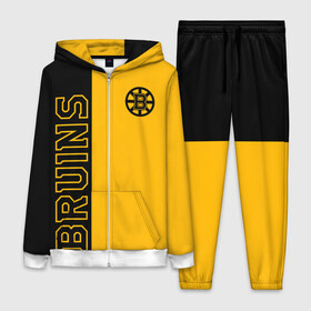 Женский костюм 3D с принтом NHL BOSTON BRUINS ,  |  | black | boston | bruins | hockey | ice | logo | nhl | sport | usa | бостон | брюинз | кубок | логотип | нхл | спорт | стэнли | хоккей