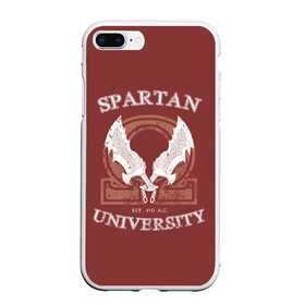 Чехол для iPhone 7Plus/8 Plus матовый с принтом Spartan University , Силикон | Область печати: задняя сторона чехла, без боковых панелей | gad of war | game | games | god of war | god of wor | spartan | бог войны | игра | игры | кратос | спартанец