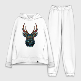 Женский костюм хлопок Oversize с принтом Mandala Moose ,  |  | animal | animals | ethnic | hipster | horns | nature | russia | siberia | животные | карибу | лось | природа | рога | россия | сибирь | узор | узоры | хипстер | этника