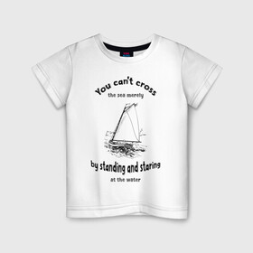 Детская футболка хлопок с принтом Бот , 100% хлопок | круглый вырез горловины, полуприлегающий силуэт, длина до линии бедер | sea | water | активный отдых | бот | вода | волны | море | мореплаватель | моряк | парус | парусный спорт | природа | спорт | туризм | хобби | яхта | яхтинг | яхтсмен