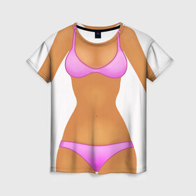 Женская футболка 3D с принтом Tanned body , 100% полиэфир ( синтетическое хлопкоподобное полотно) | прямой крой, круглый вырез горловины, длина до линии бедер | Тематика изображения на принте: body | girl | perfect body | tan | tanned body | woman | womans body | девушка | женское тело | загар | идеальное тело | тело