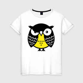 Женская футболка хлопок с принтом Сердитая сова , 100% хлопок | прямой крой, круглый вырез горловины, длина до линии бедер, слегка спущенное плечо | owl | owls | сова | совушка | совы | филин | фраза | юмор