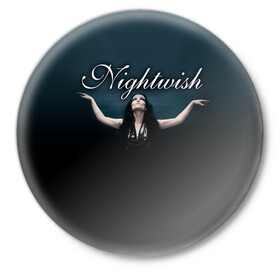 Значок с принтом Nightwish with Tarja ,  металл | круглая форма, металлическая застежка в виде булавки | nightwish | tarja | tarja turanen | turunen | найтвиш | тарья | тарья турунен | турунен