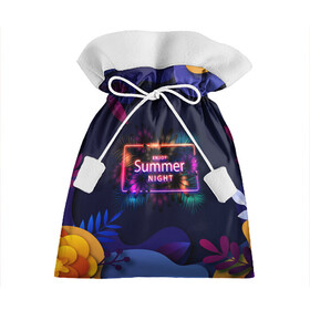 Подарочный 3D мешок с принтом Летняя тропическая ночь , 100% полиэстер | Размер: 29*39 см | лето | листья | ночь | пальма | папоротник | тропики